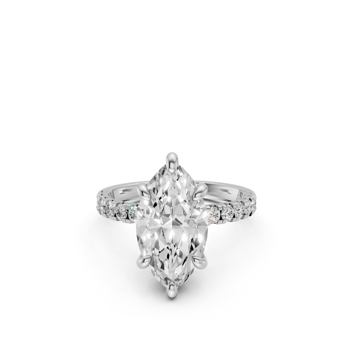 Elara Marquise Diamond Ring with Pave Diamond Band