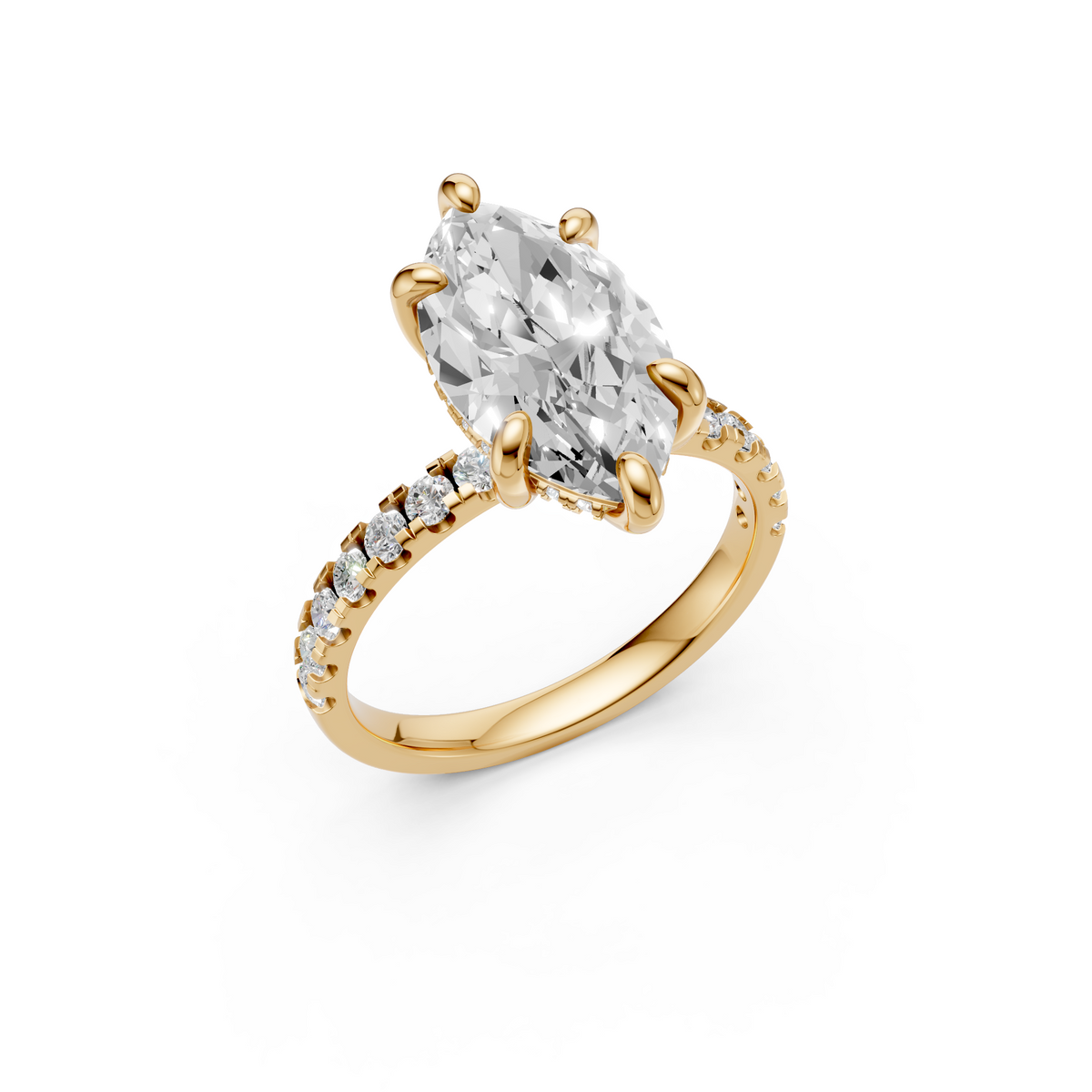 Elara Marquise Diamond Ring with Pave Diamond Band