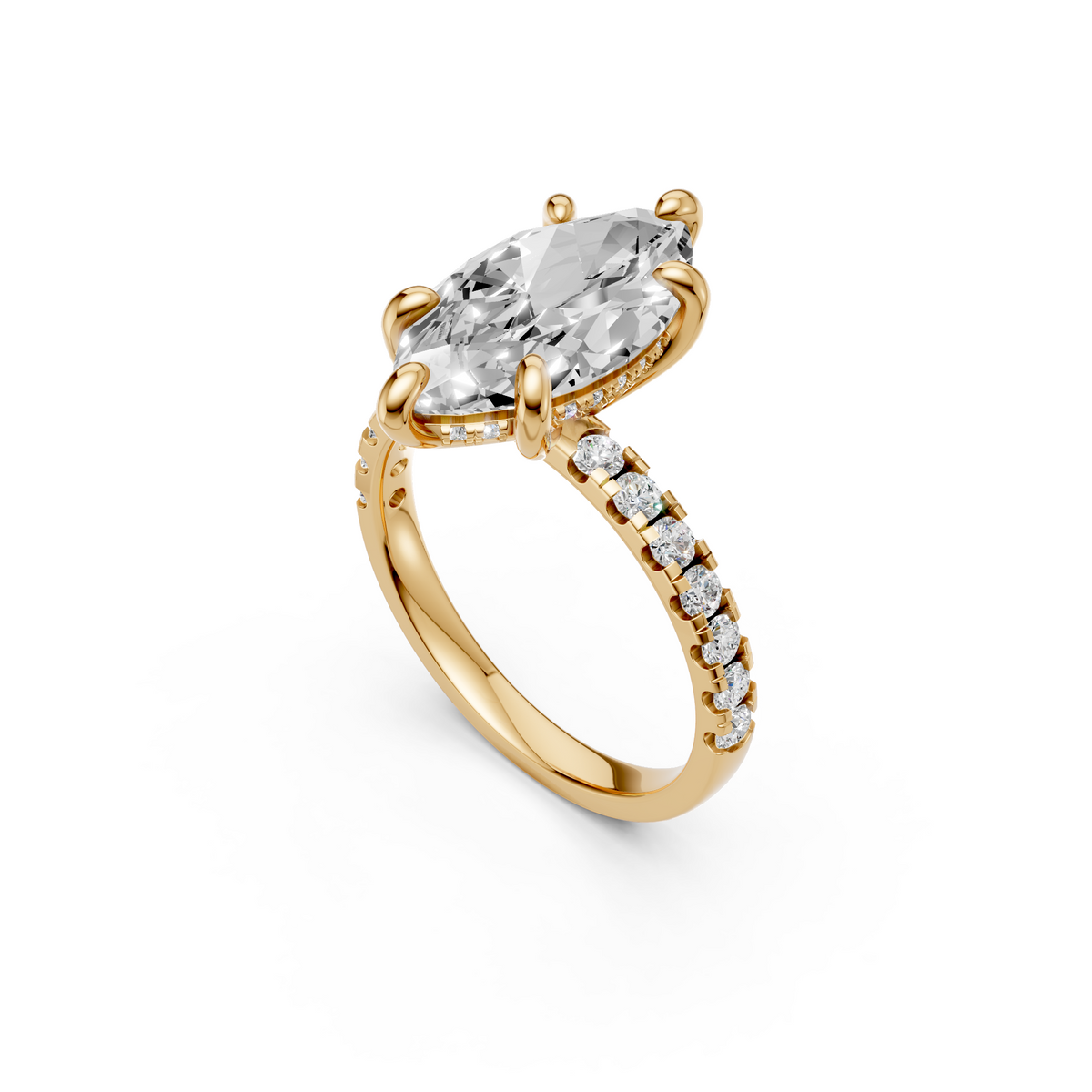 Elara Marquise Diamond Ring with Pave Diamond Band