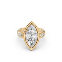 Zora Marquise Diamond Sculptural Side Stone Engagement Ring