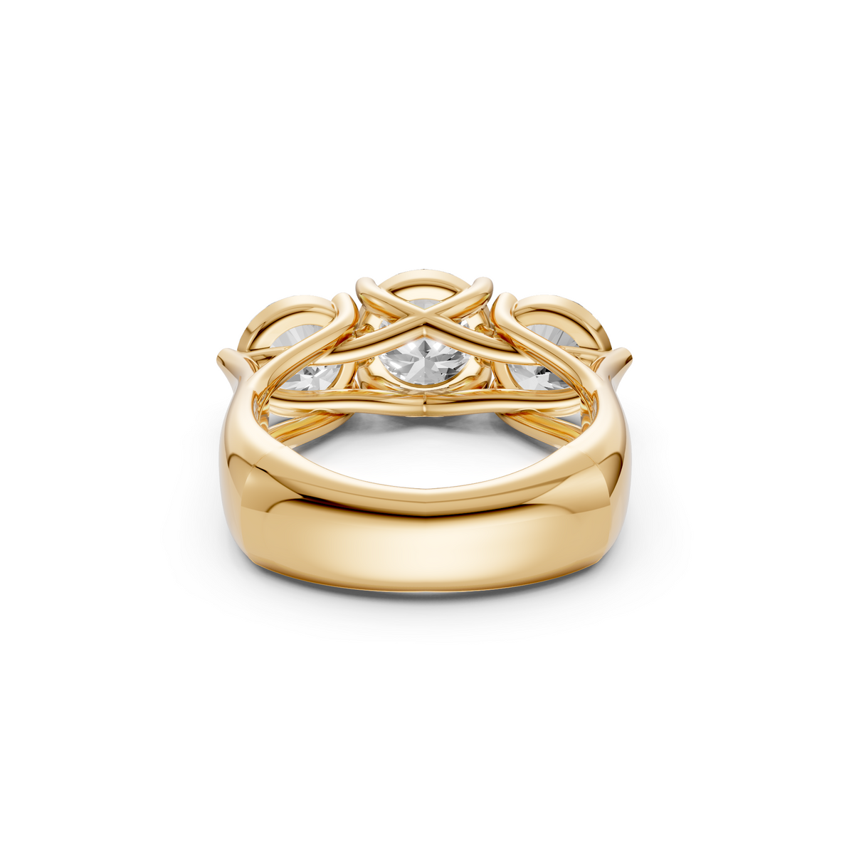 Elara Three Stone Diamond Ring with Center and Prong Set Side Stones