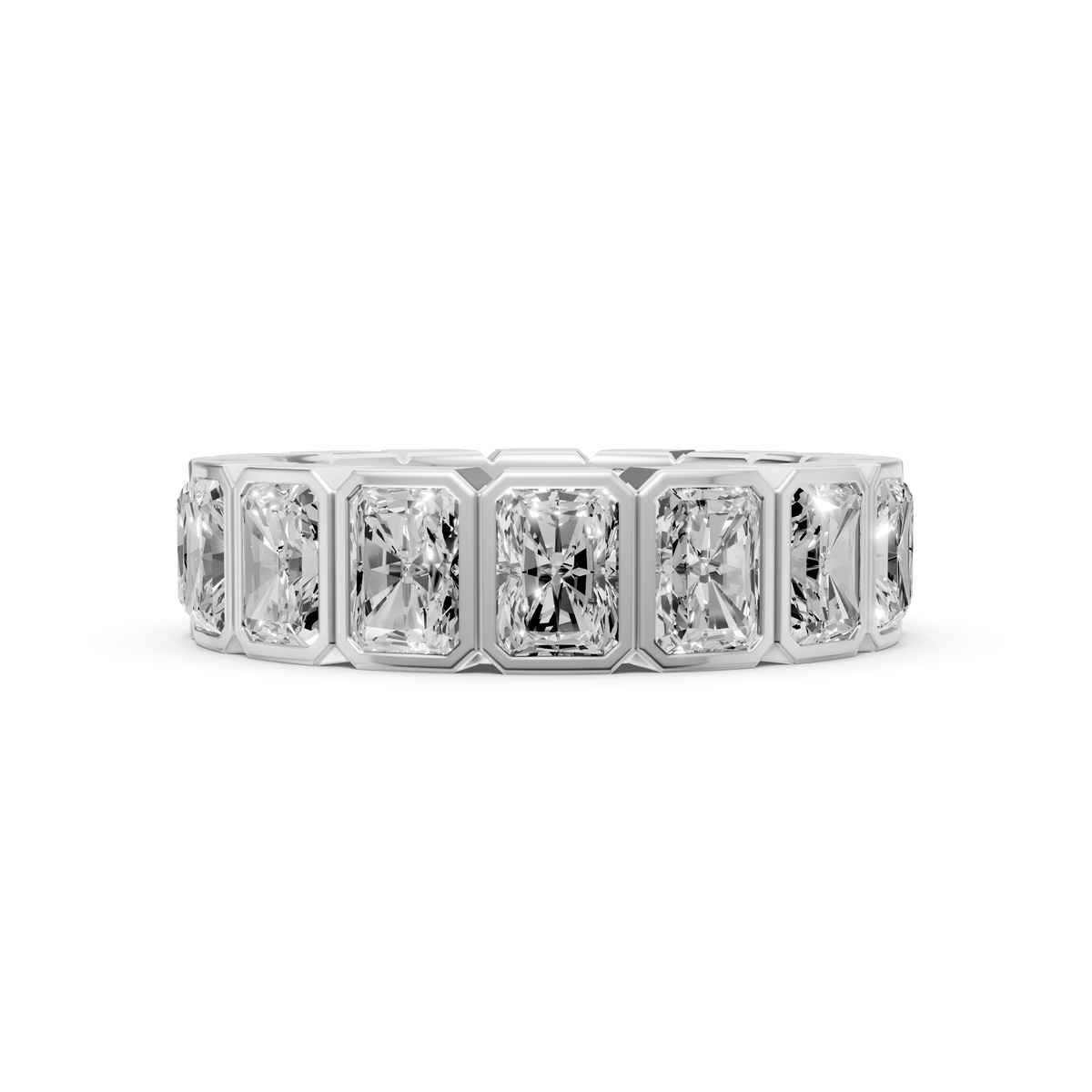 Elara Radiant Cut Diamond Bezel Set Full Eternity Band Ring