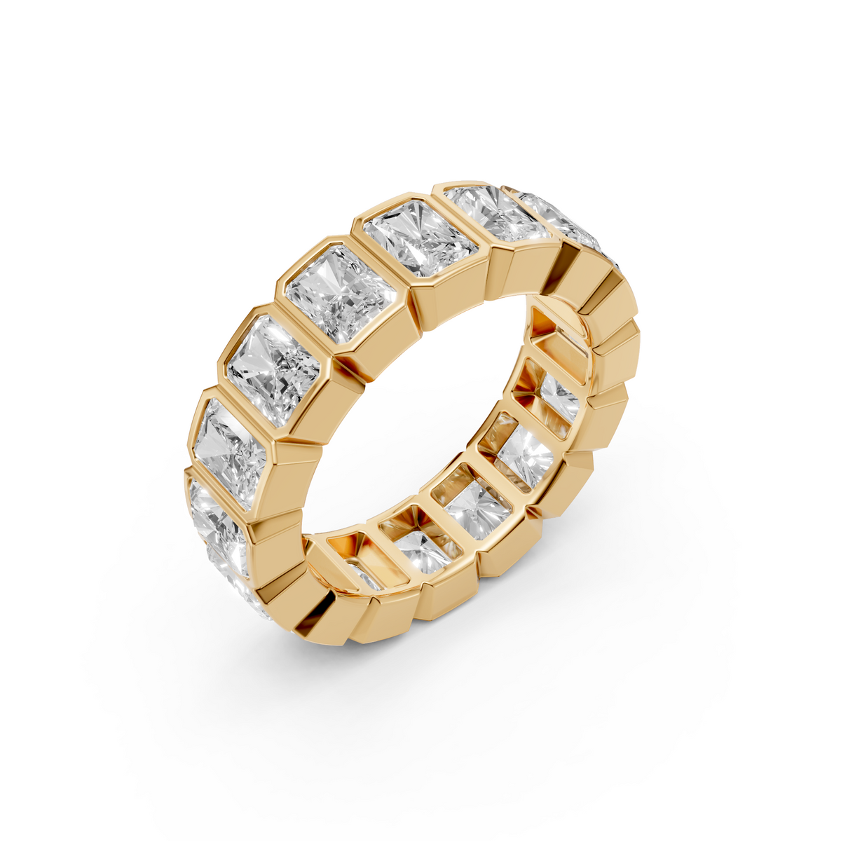 Elara Radiant Cut Diamond Bezel Set Full Eternity Band Ring
