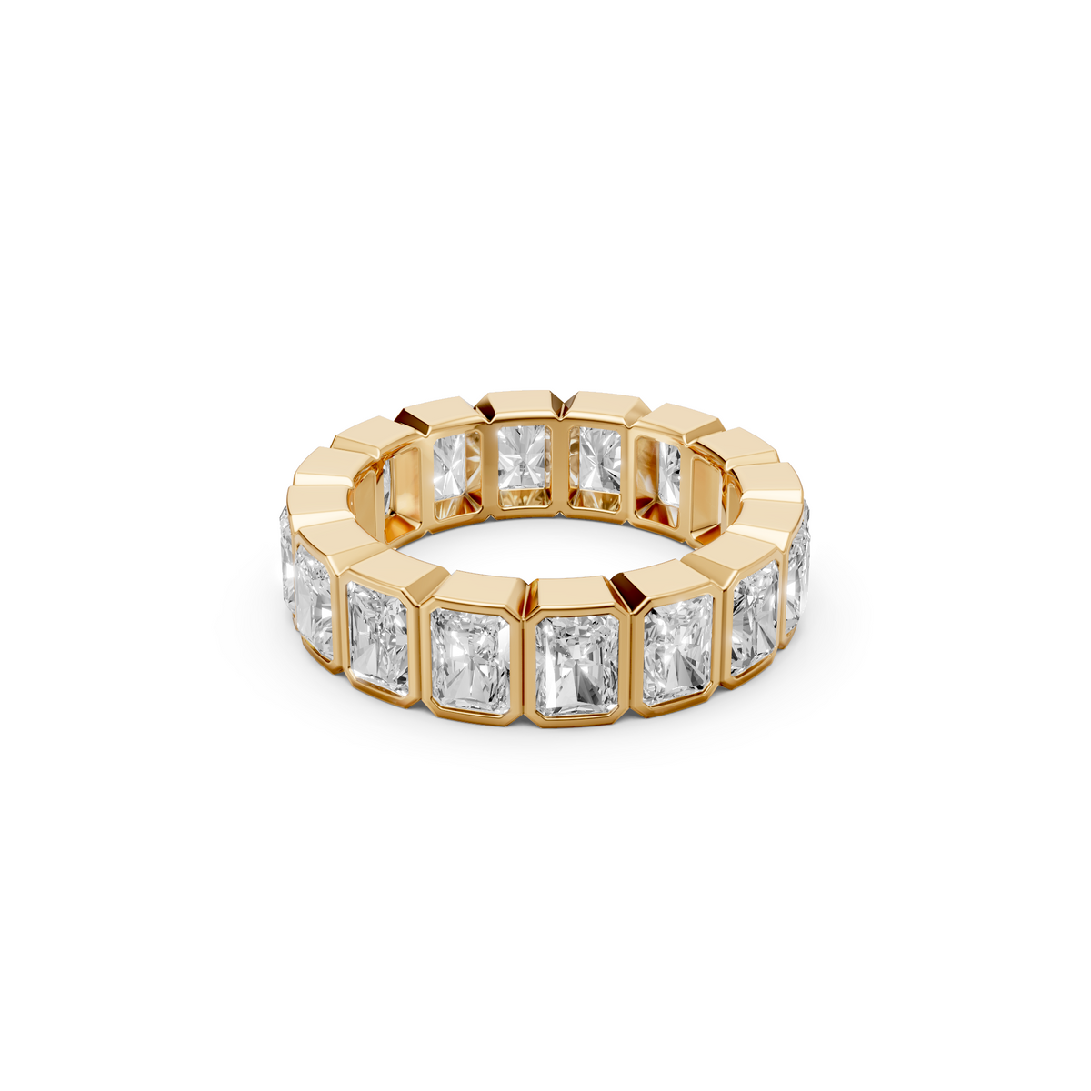 Elara Radiant Cut Diamond Bezel Set Full Eternity Band Ring