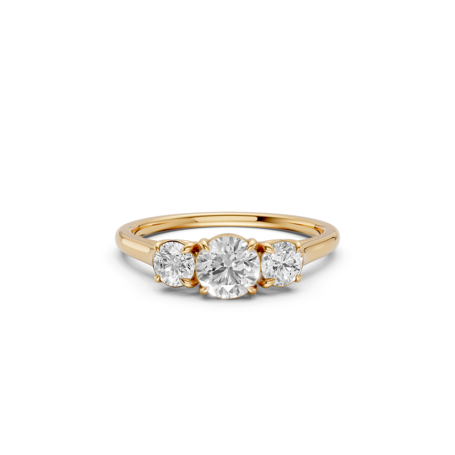 Elara Round Diamond Three Stone Wedding Band