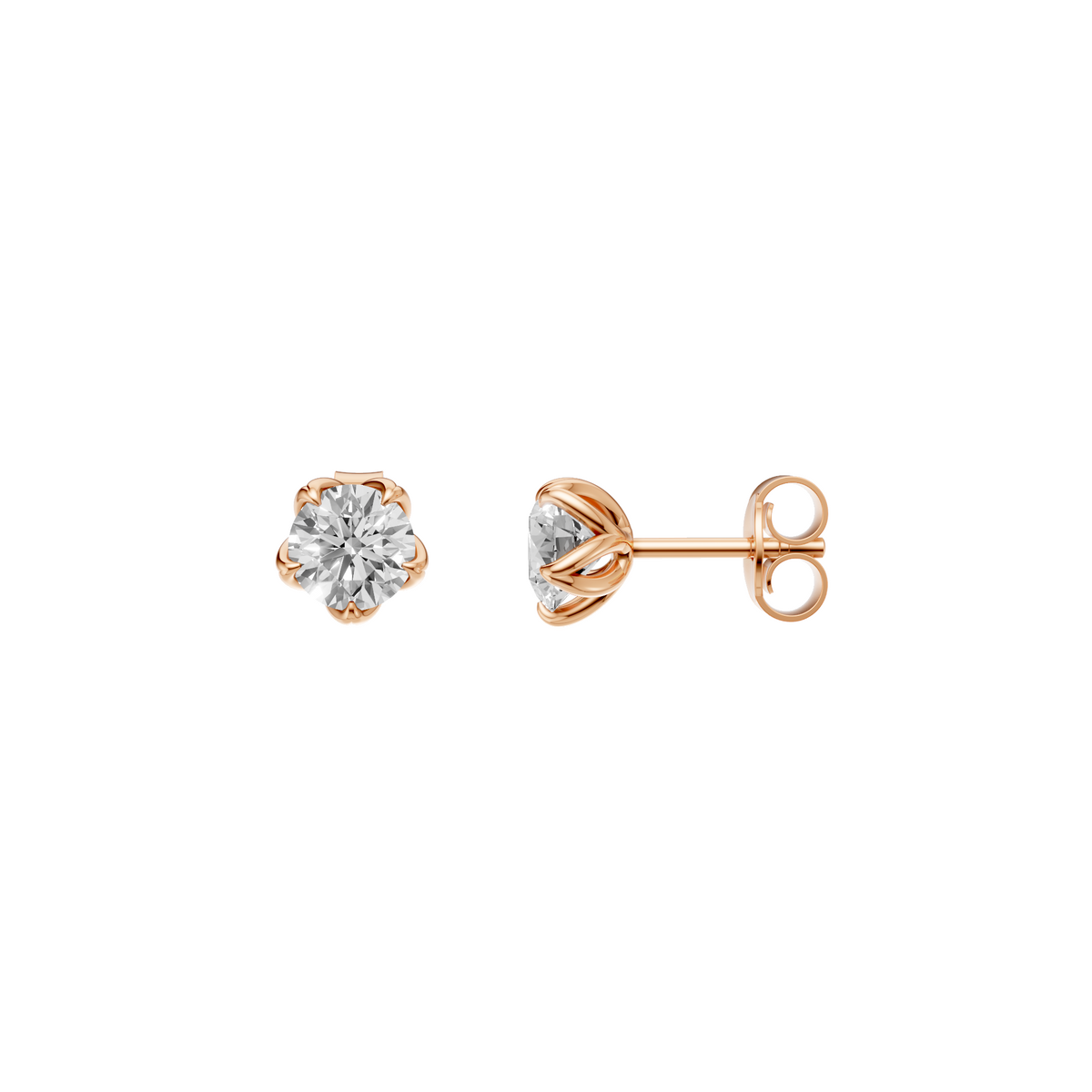 Minimal Round Solitaire Diamond Stud Earrings | AYA Fine Jewelry