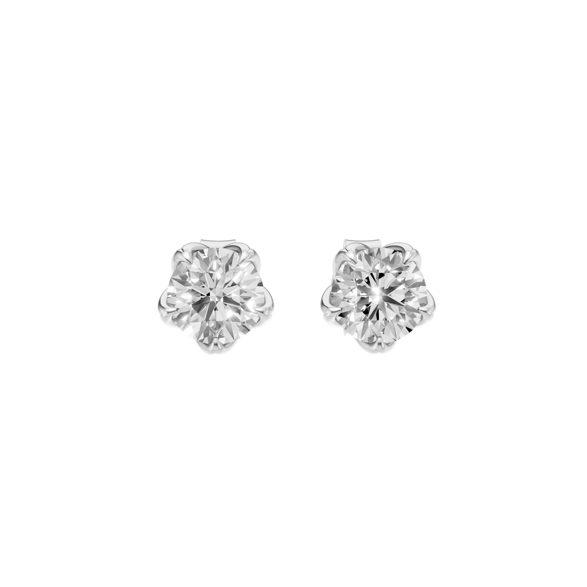 Minimal Round Solitaire Diamond Stud Earrings | AYA Fine Jewelry