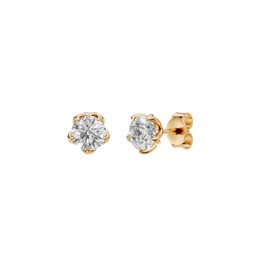 Minimal Round Solitaire Diamond Stud Earrings | AYA Fine Jewelry