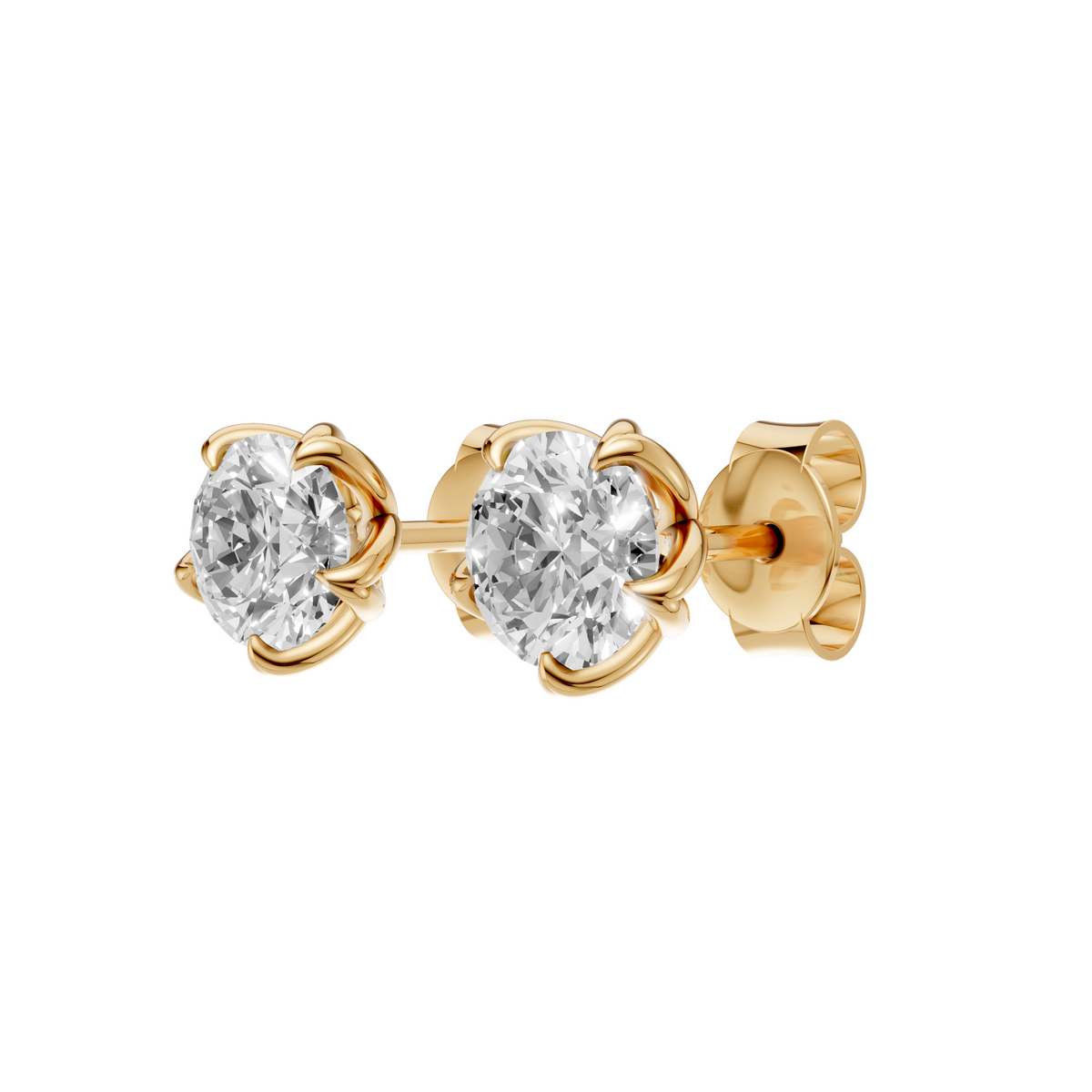 Minimal Round Solitaire Diamond Stud Earrings | AYA Fine Jewelry