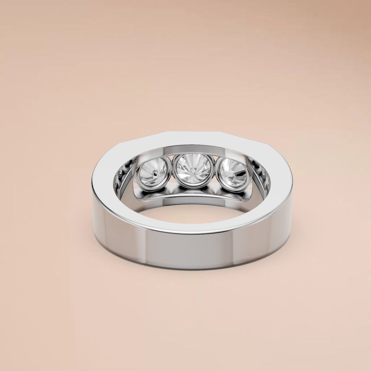 Celeste Round Cut Diamond Three Stone Statement Ring