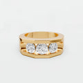Celeste Round Cut Diamond Three Stone Statement Ring