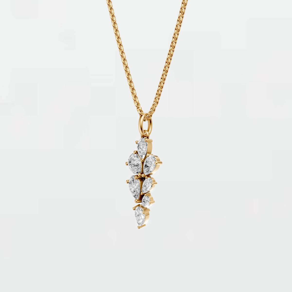 Nova Pear Diamond Floral Cluster Pendant