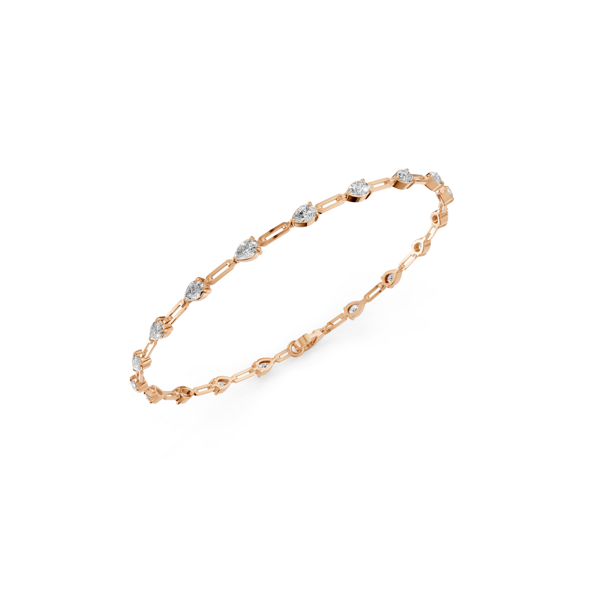 Alternating Pear Diamond Link Bracelet in 14K Gold