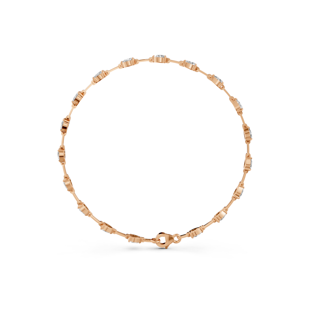 Alternating Pear Diamond Link Bracelet in 14K Gold