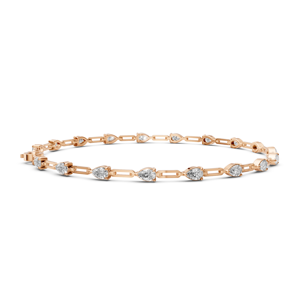 Alternating Pear Diamond Link Bracelet in 14K Gold