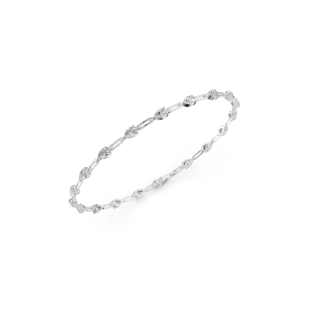 Alternating Pear Diamond Link Bracelet in 14K Gold