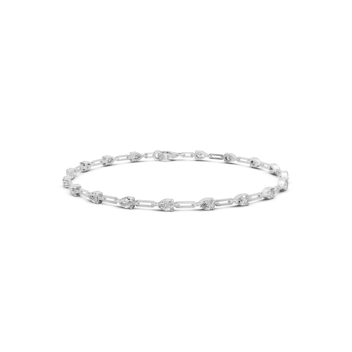 Alternating Pear Diamond Link Bracelet in 14K Gold