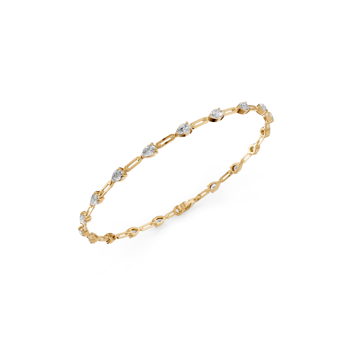 Alternating Pear Diamond Link Bracelet in 14K Gold