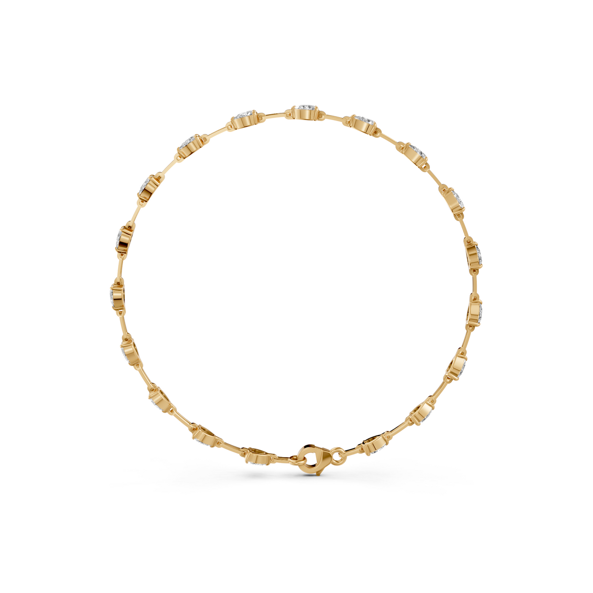 Alternating Pear Diamond Link Bracelet in 14K Gold