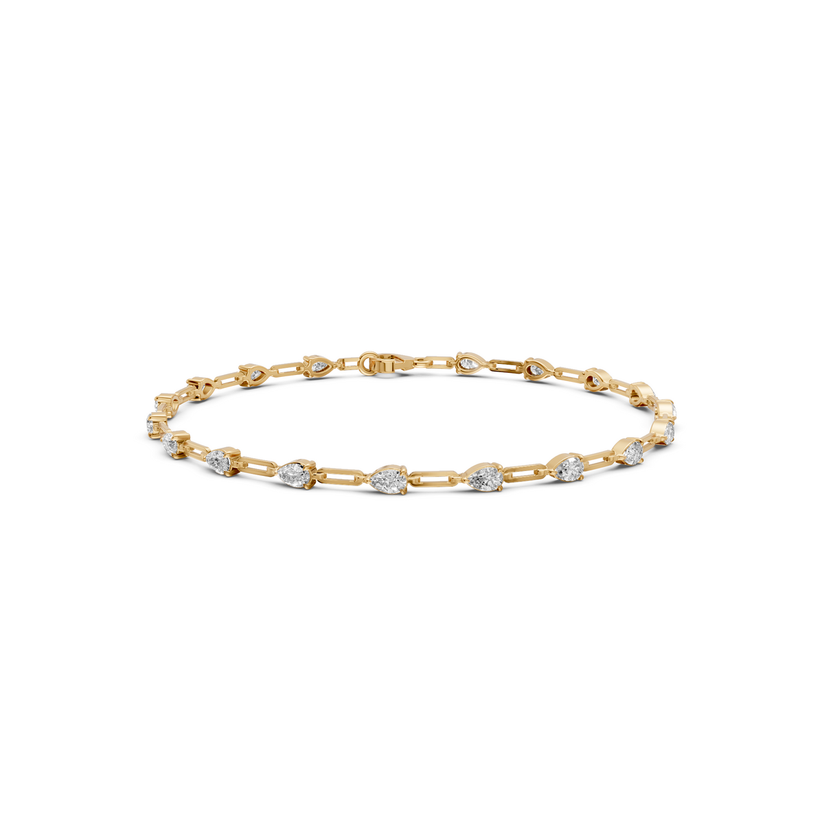 Alternating Pear Diamond Link Bracelet in 14K Gold