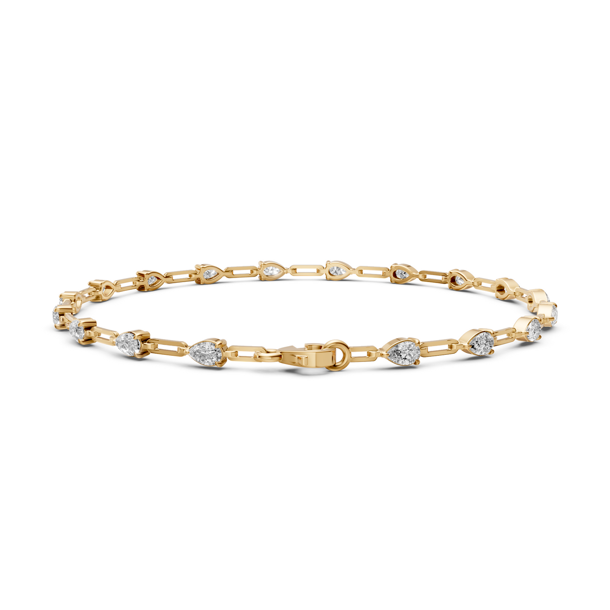 Alternating Pear Diamond Link Bracelet in 14K Gold