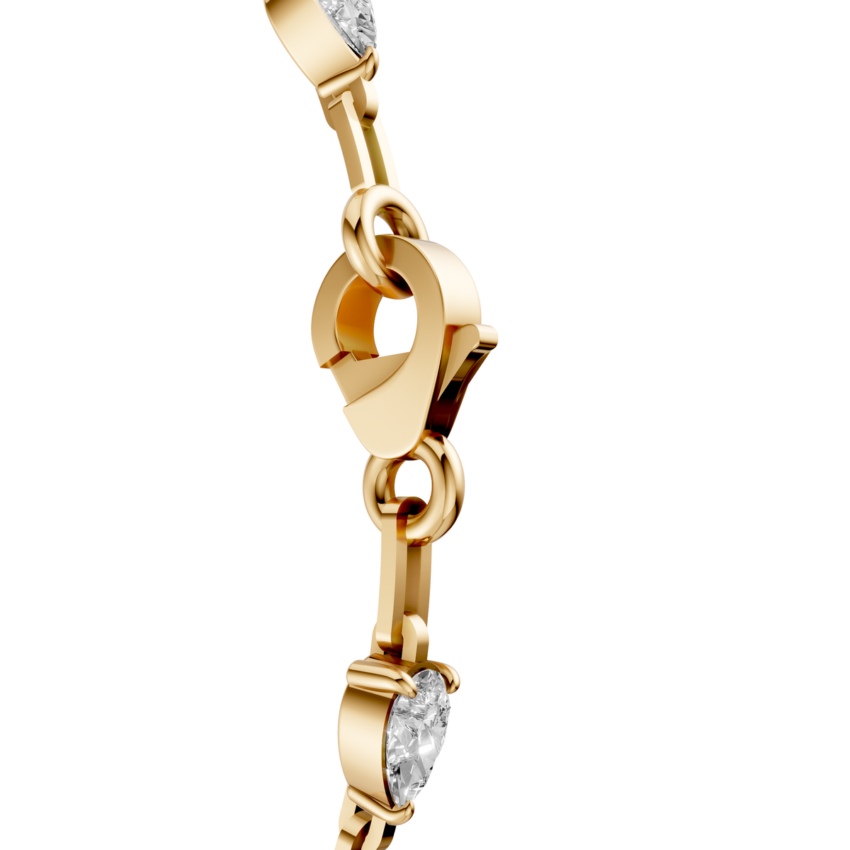 Alternating Pear Diamond Link Bracelet in 14K Gold