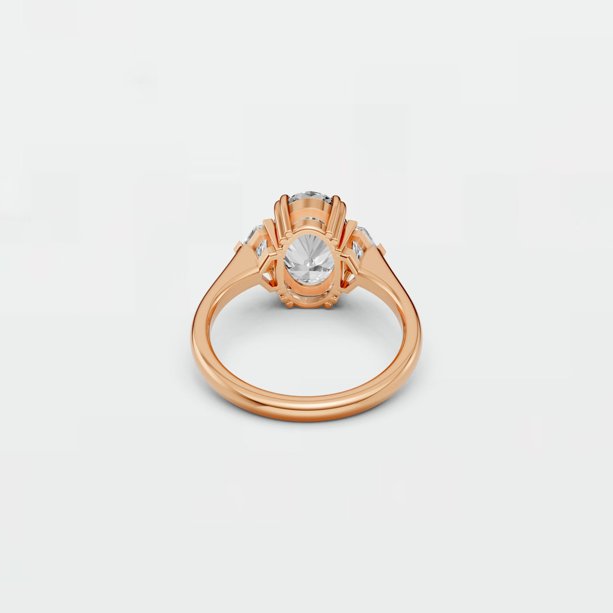 Anneliese Oval Cut Lab Diamond Three Stone Ring In Gold