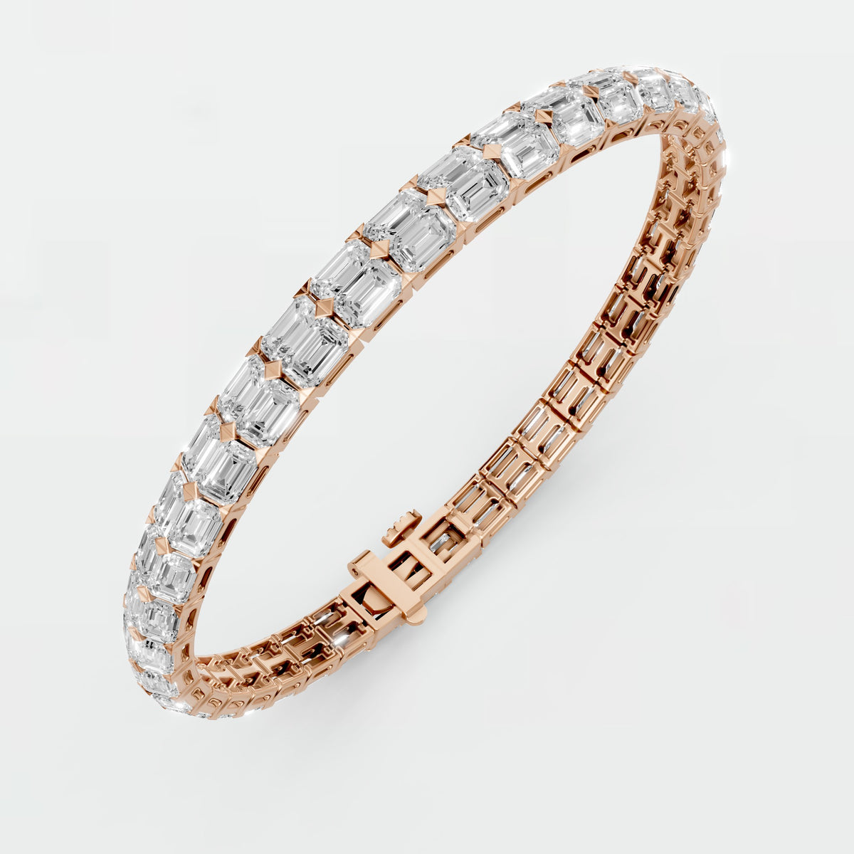 Emerald Cut Diamond Tennis Bracelet with Elegant Gold Prong Setting