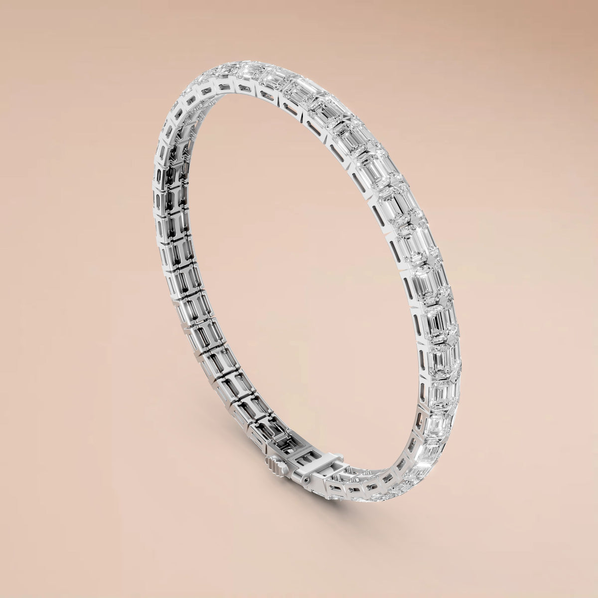 Emerald Cut Diamond Tennis Bracelet with Elegant Gold Prong Setting