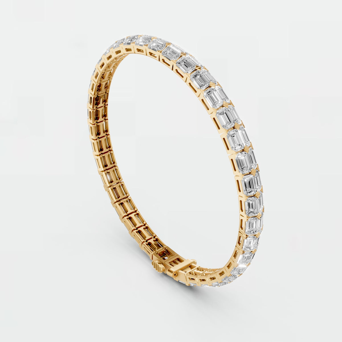 Emerald Cut Diamond Tennis Bracelet with Elegant Gold Prong Setting