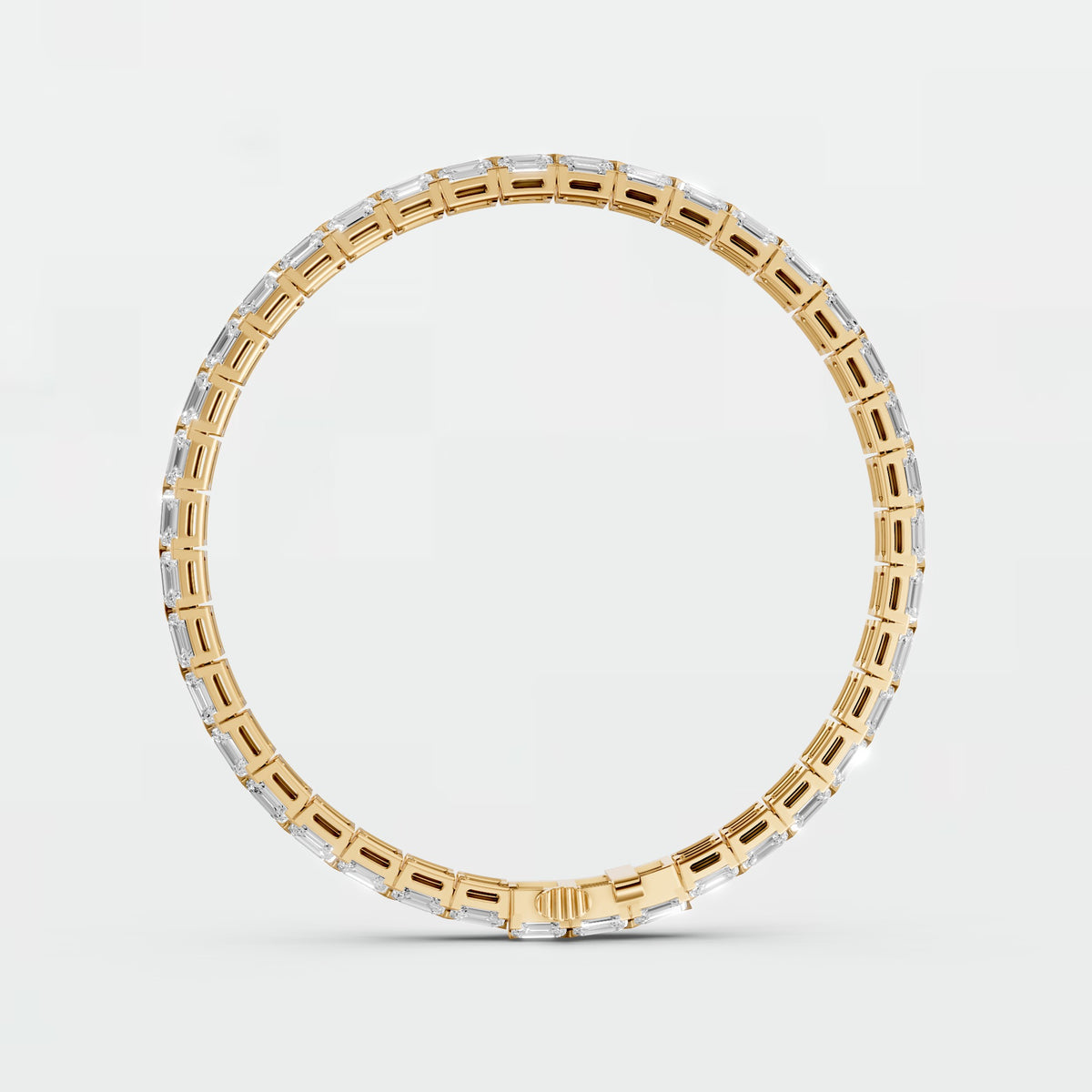 Emerald Cut Diamond Tennis Bracelet with Elegant Gold Prong Setting
