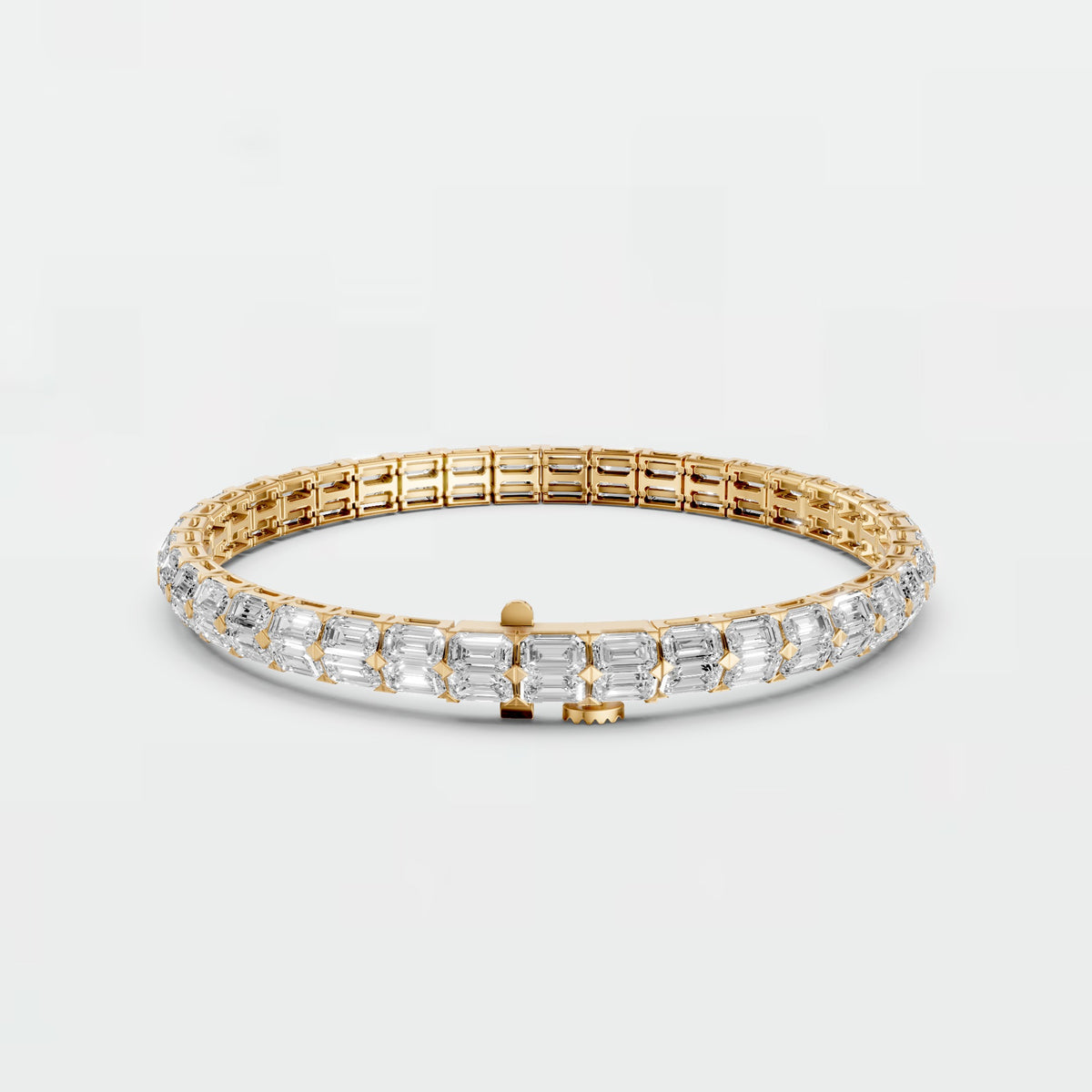 Emerald Cut Diamond Tennis Bracelet with Elegant Gold Prong Setting