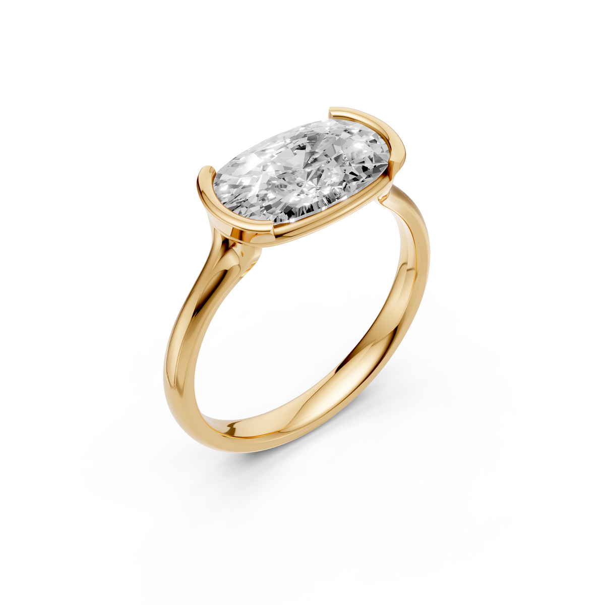 Elara Cushion Cut East West Diamond Engagement Ring