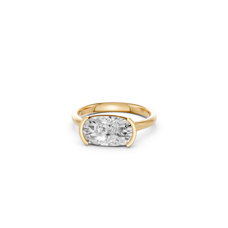 Elara Cushion Cut East West Diamond Engagement Ring