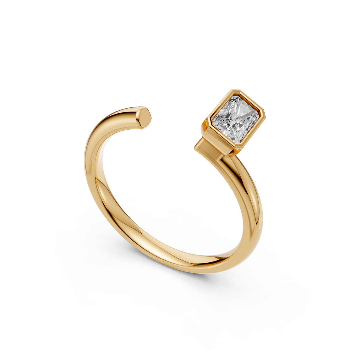 Elara Radiant Diamond Open Cuff Ring