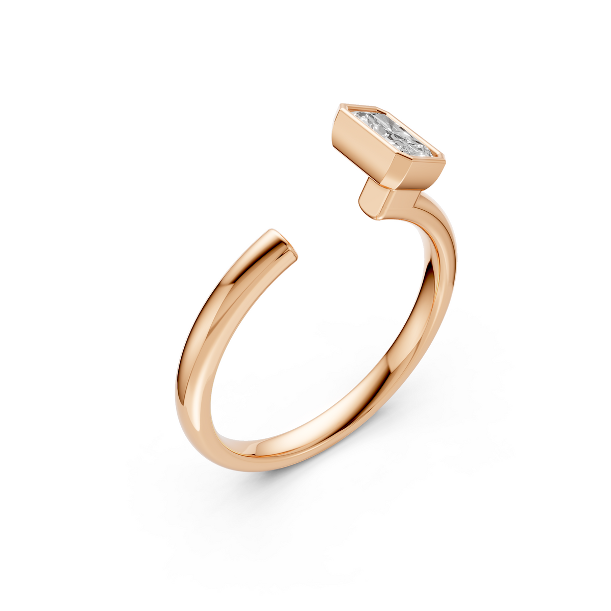 Elara Radiant Diamond Open Cuff Ring