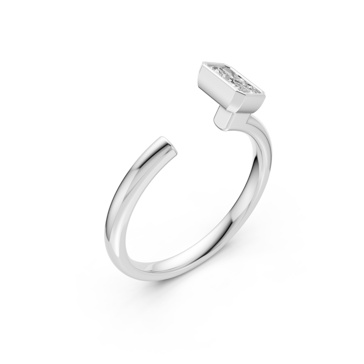 Elara Radiant Diamond Open Cuff Ring