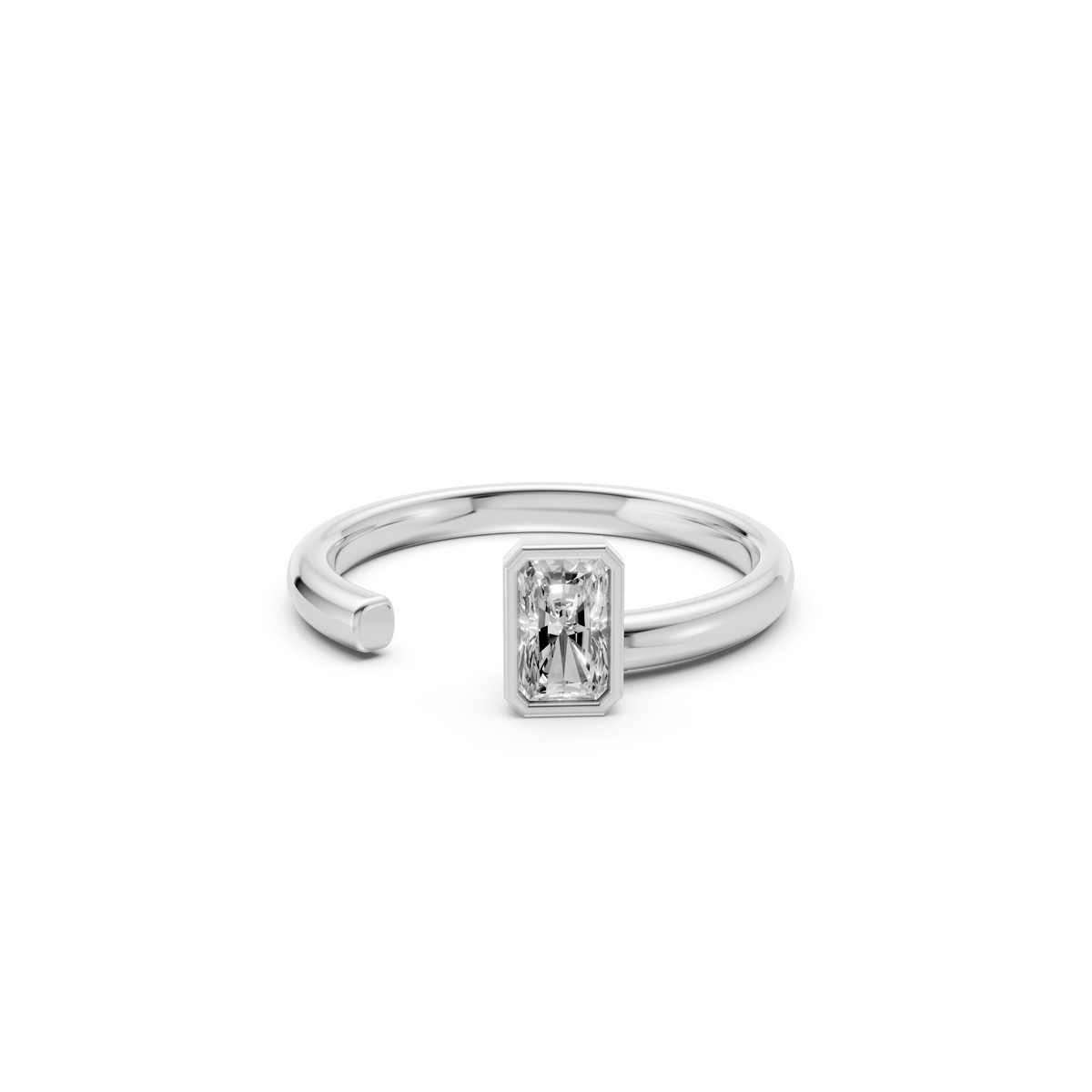Elara Radiant Diamond Open Cuff Ring