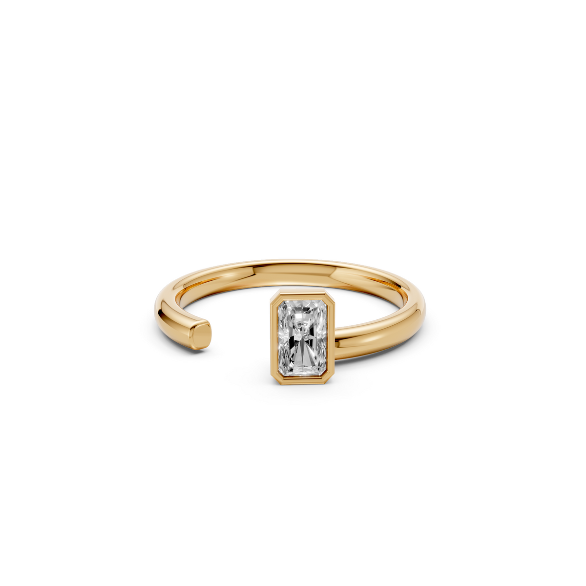 Elara Radiant Diamond Open Cuff Ring