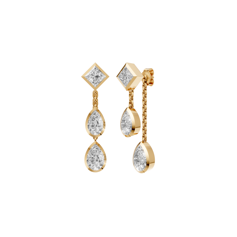 Bezel-Set Princess and Pear Diamond Multi-Stone Drop Earrings