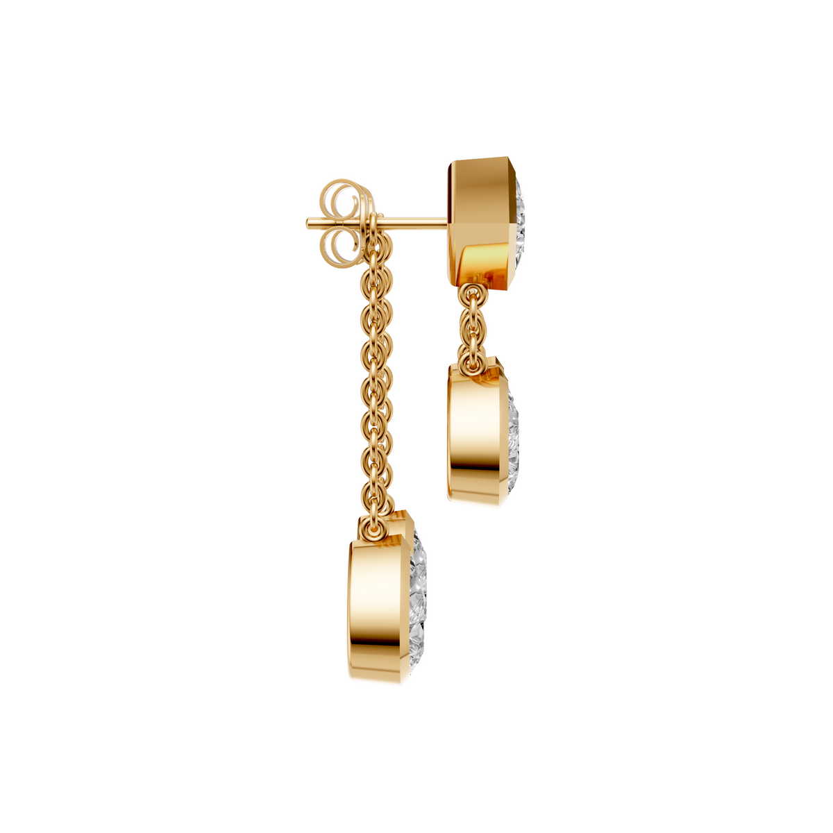 Bezel-Set Princess and Pear Diamond Multi-Stone Drop Earrings