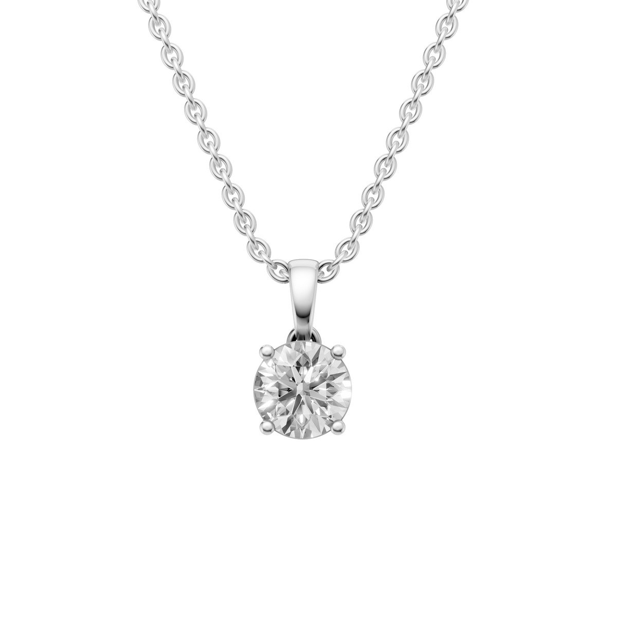 Classic Round Diamond Solitaire Pendant in Solid Gold