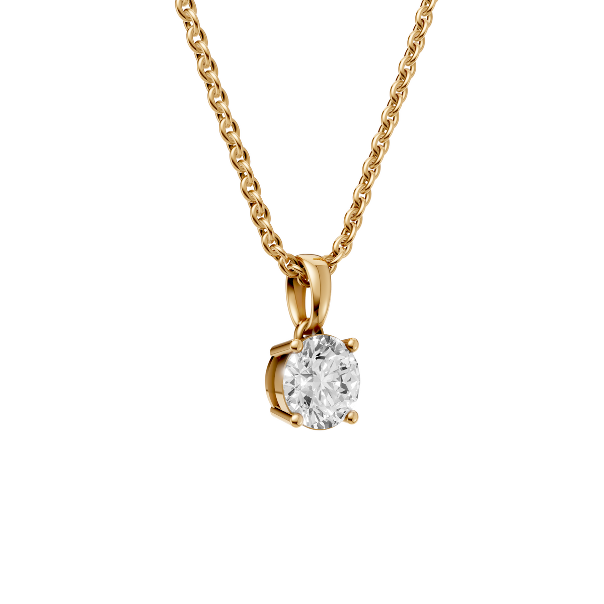 Classic Round Diamond Solitaire Pendant in Solid Gold