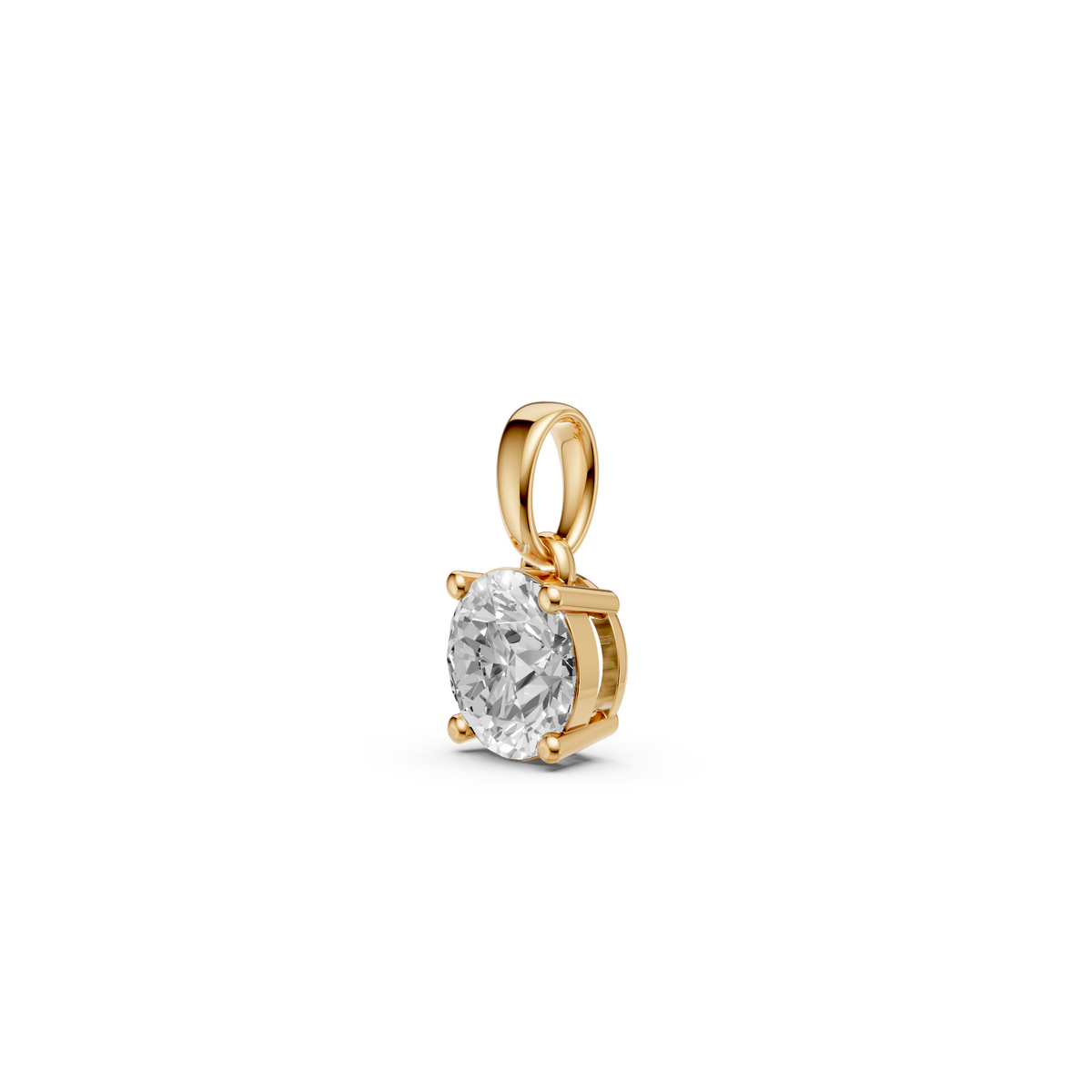 Classic Round Diamond Solitaire Pendant in Solid Gold