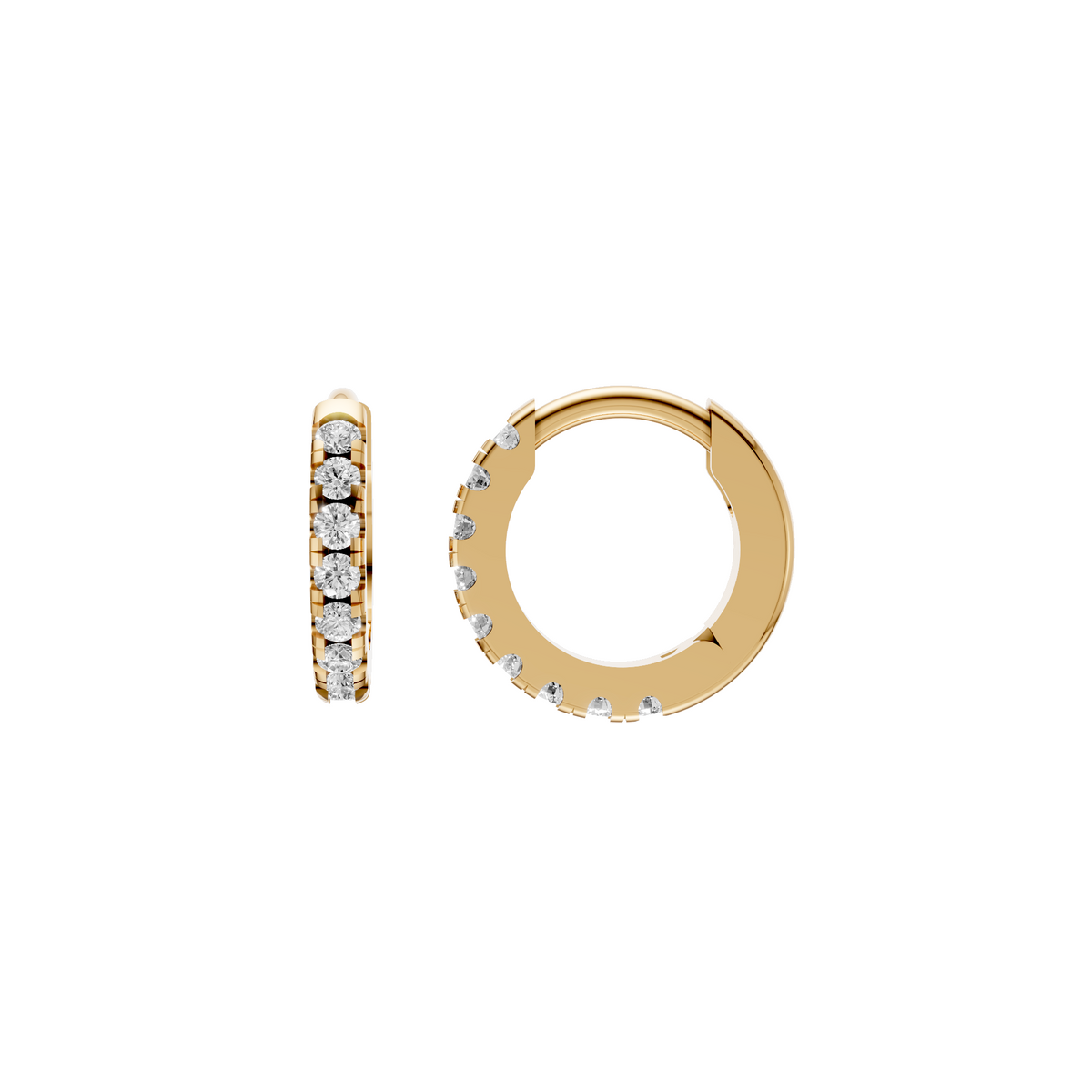 Wren Diamond Huggie Hoop Pave Earrings – 14K Yellow Gold