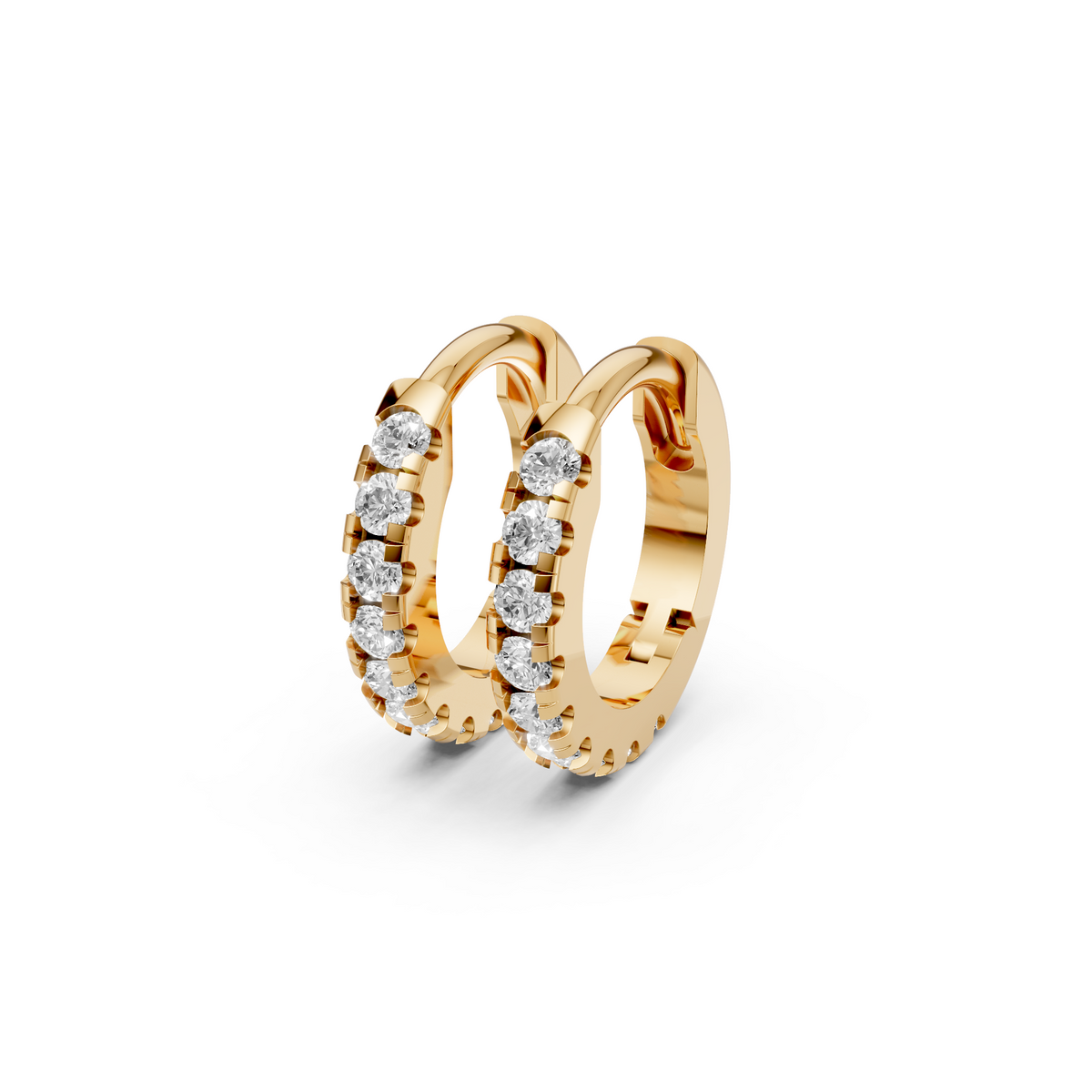 Wren Diamond Huggie Hoop Pave Earrings – 14K Yellow Gold