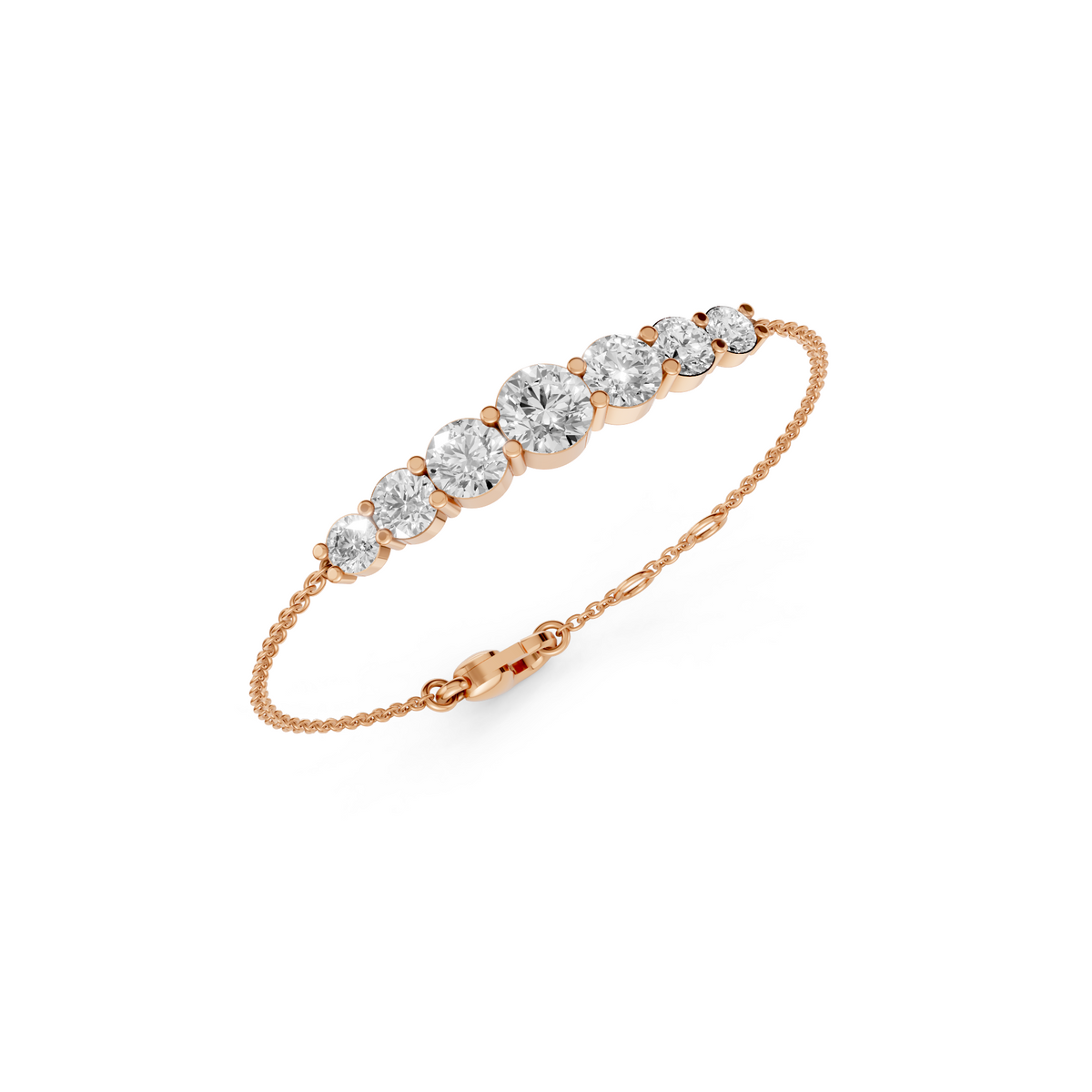 Graduated Round Diamond Station Bracelet in Solid Gold