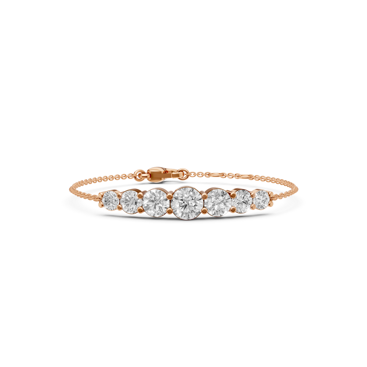Graduated Round Diamond Station Bracelet in Solid Gold