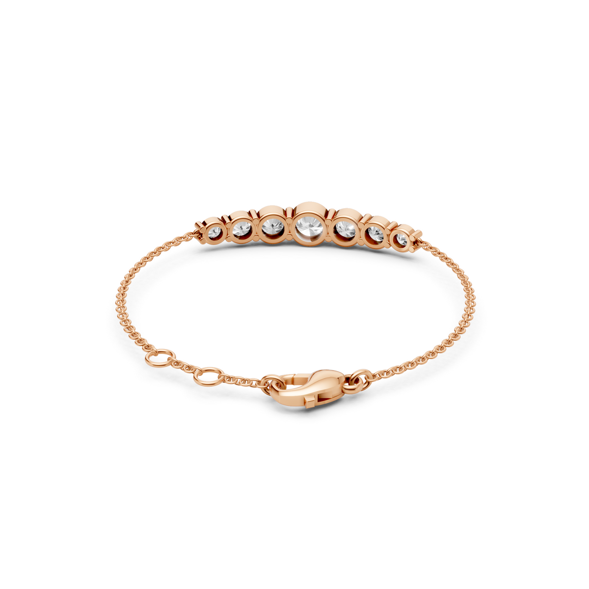 Graduated Round Diamond Station Bracelet in Solid Gold