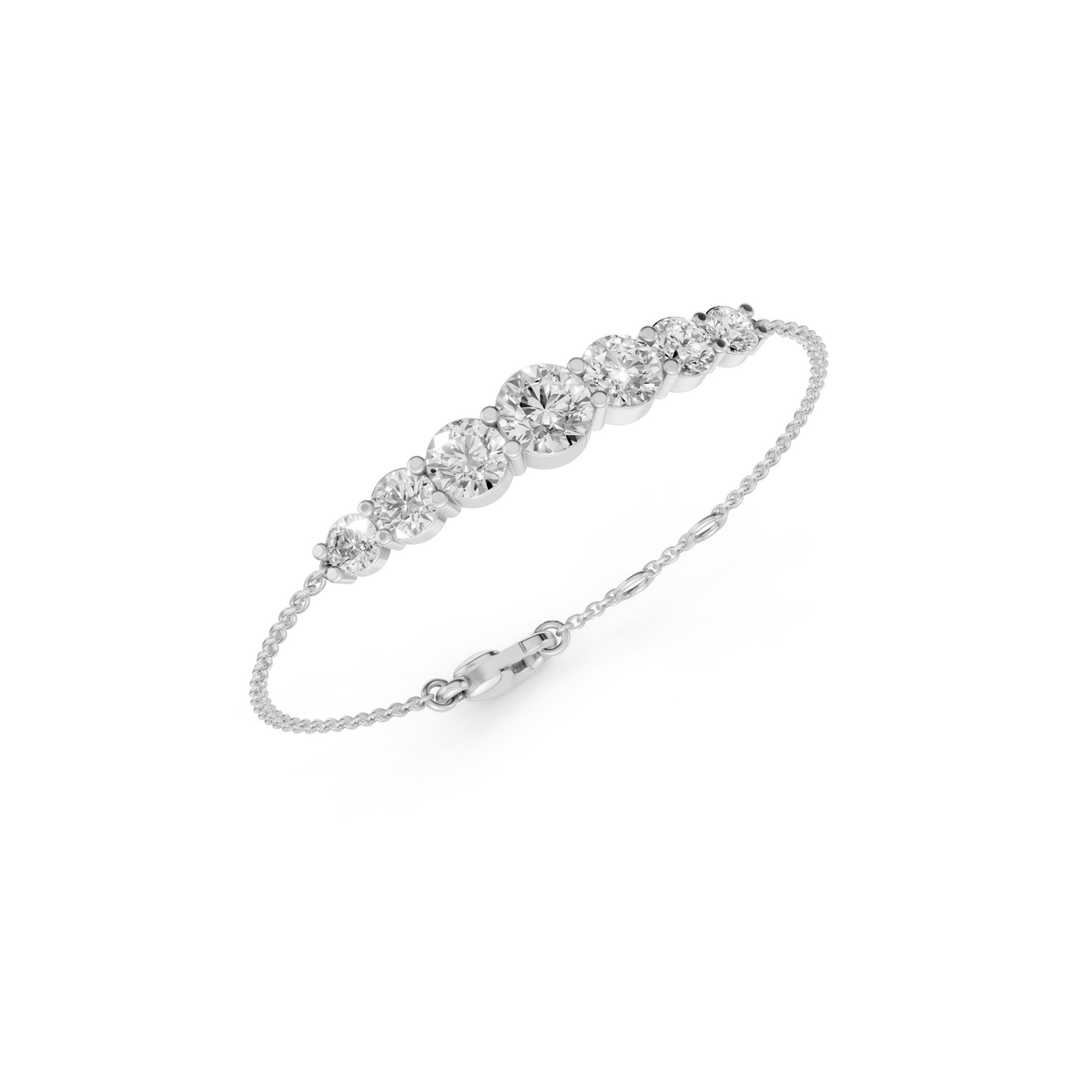 Graduated Round Diamond Station Bracelet in Solid Gold